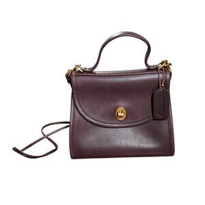 Vintage Coach Regina Bag Burgundy Dark Brown Leather Crossbody Top Handle Bag